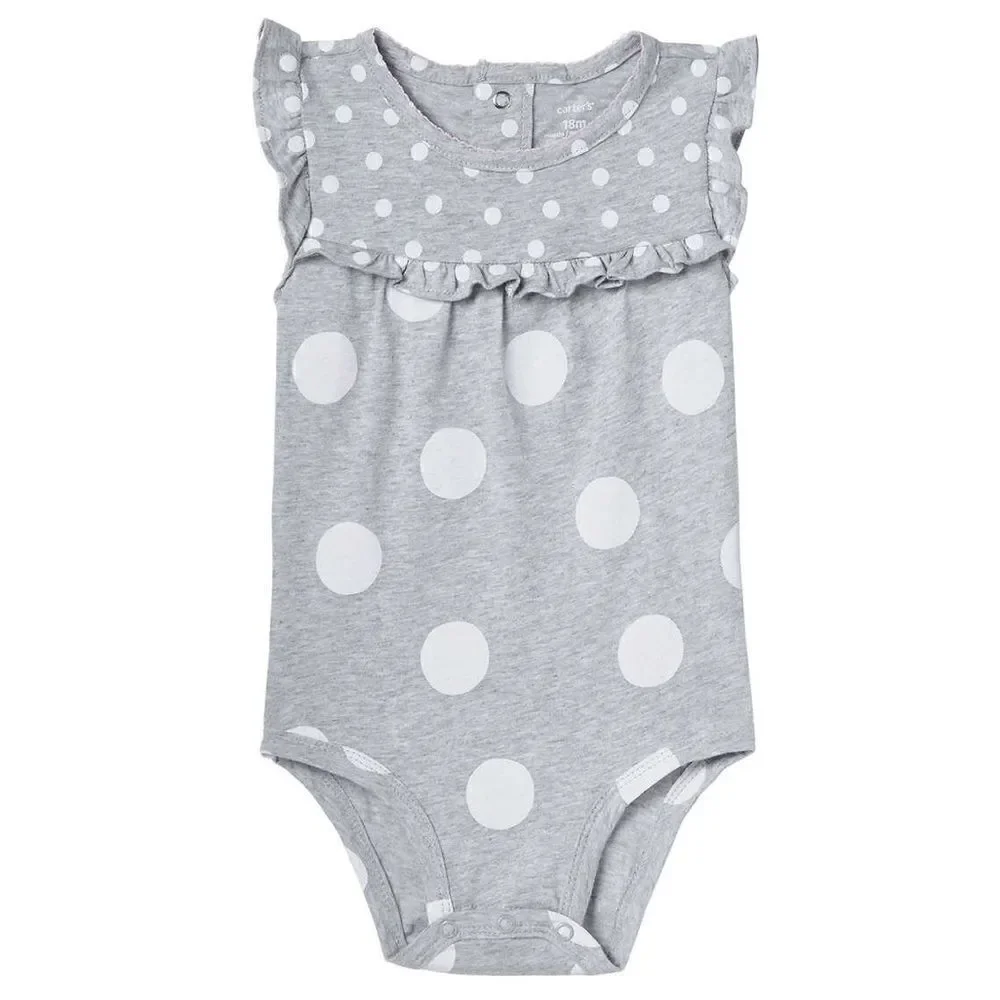 NEW! CARTER’S Girls 4 Pc Happy Peplum Bodysuit Pant Set- Pink, Grey & Blue Denim